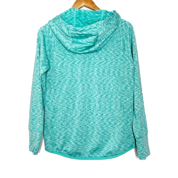 90 Degree Activewear Turquoise Marled Hoodie Thumbhole Pockets Drawstring - Picture 10 of 16